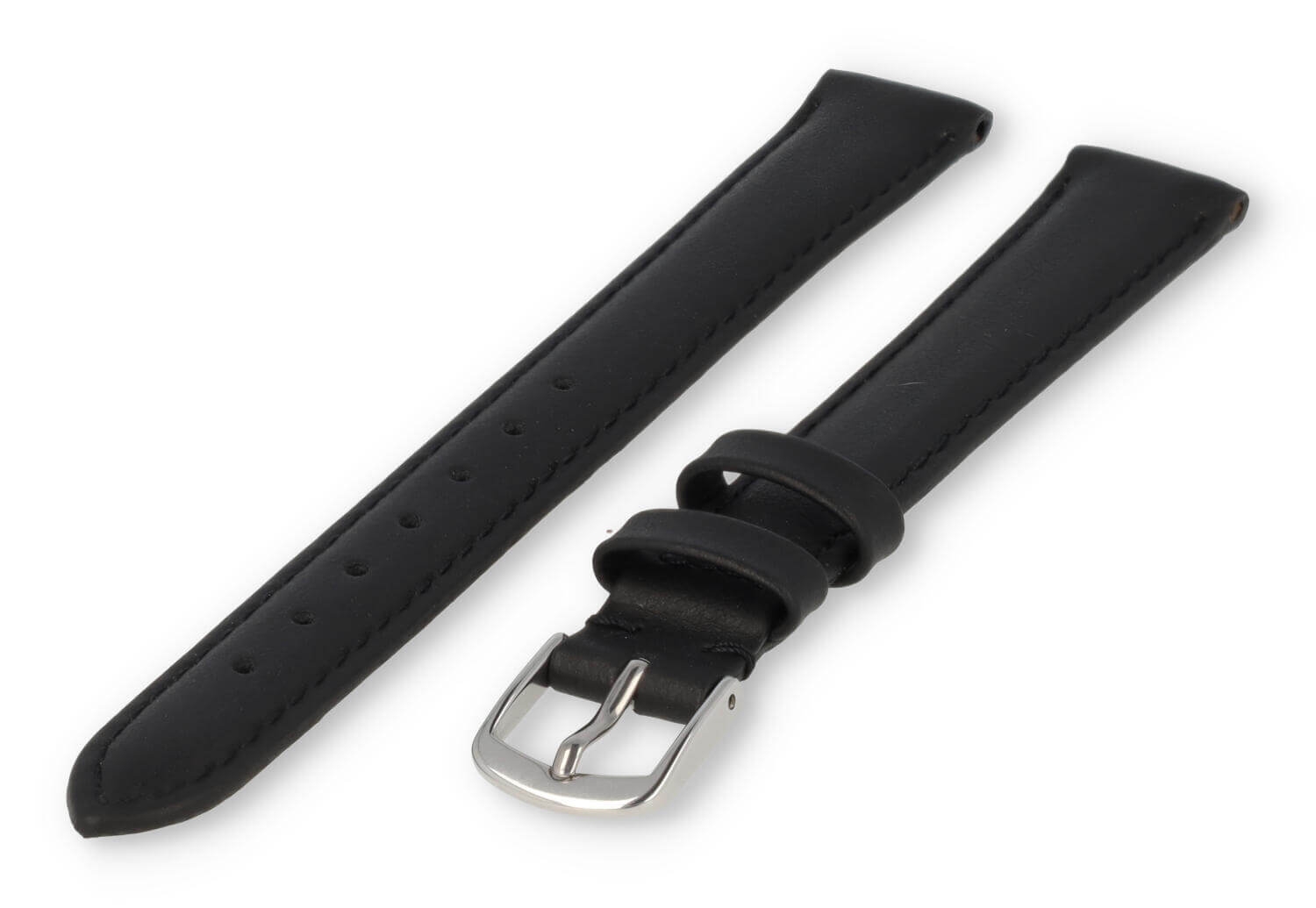 XL watch strap smooth leather - 16mm - black