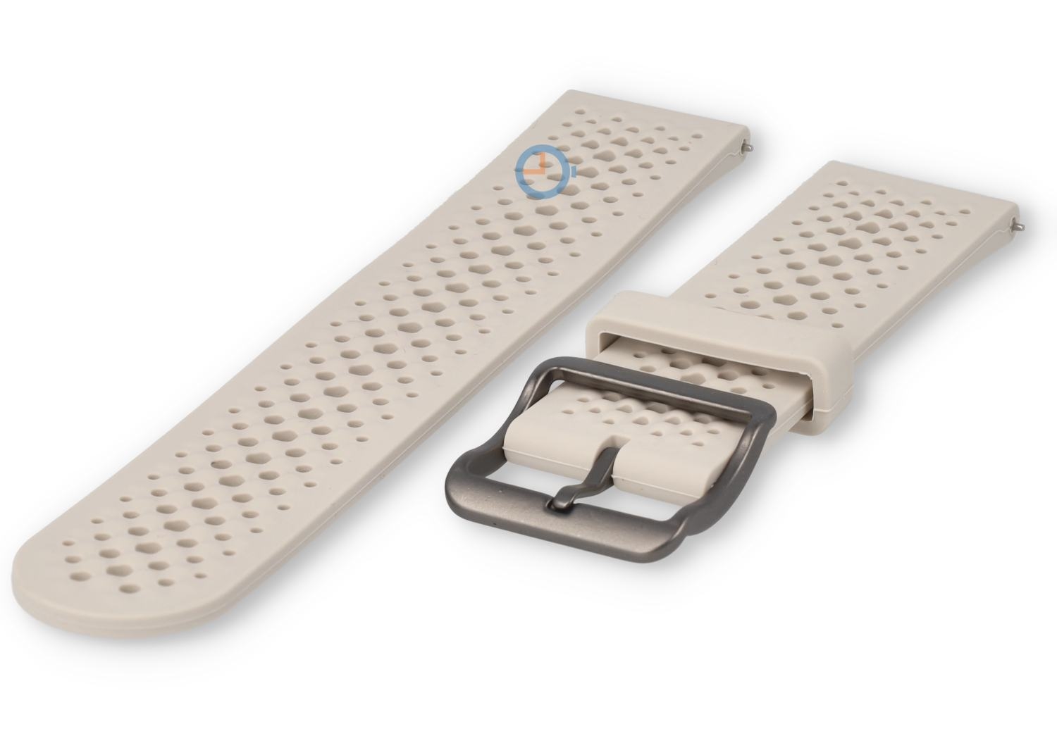 Breathable silicone strap - 22mm beige - perforated