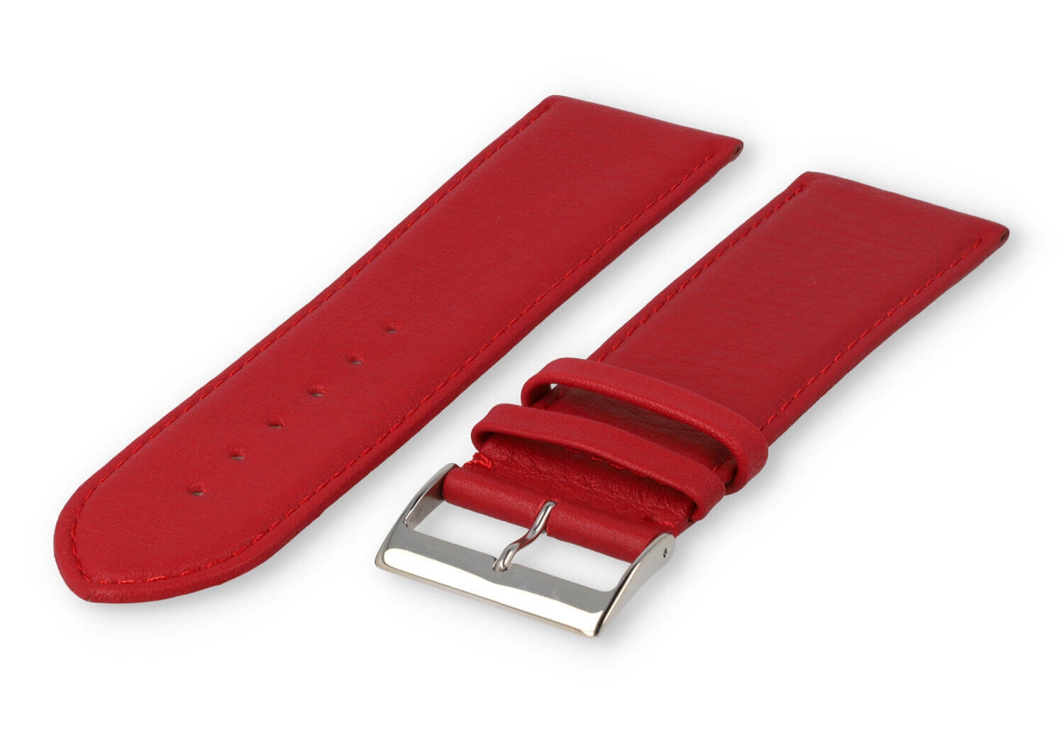 XL watch strap smooth leather - 28mm - dark red