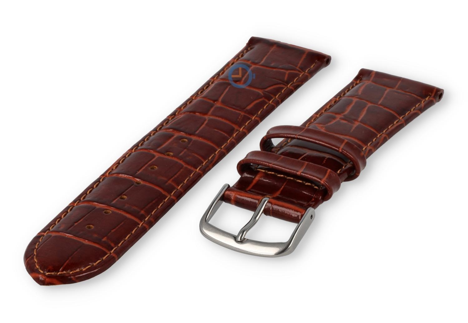 Leather watch strap croco - 20mm - rust-brown