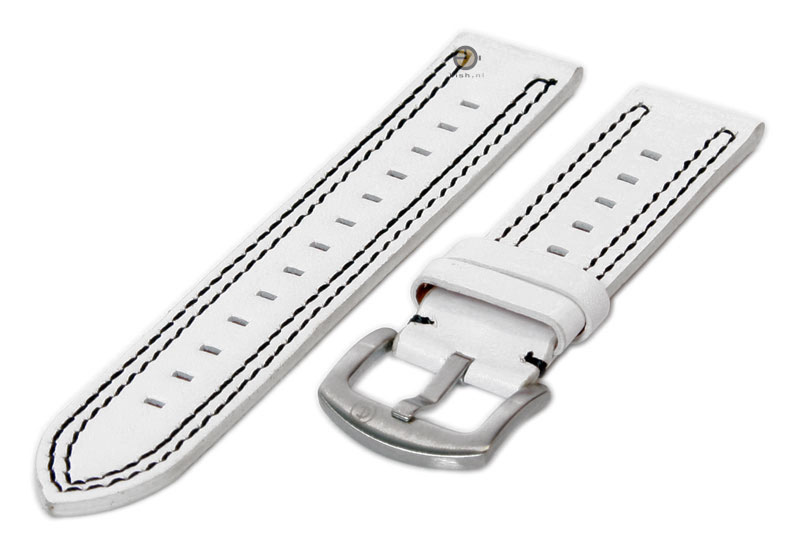 Watchstrap 20mm sporty leather white and black