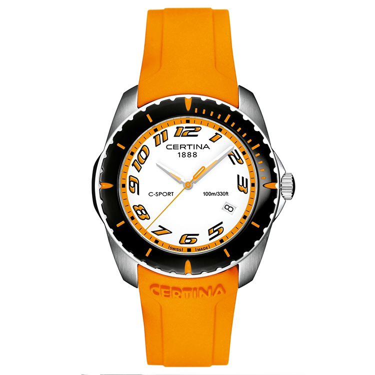 Certina strap C26070984292A without buckle orange silicon